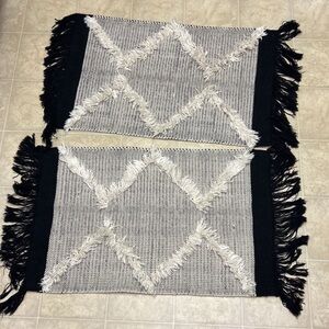 21x43inch HOBBY LOBBY beige/black woven rugs x2